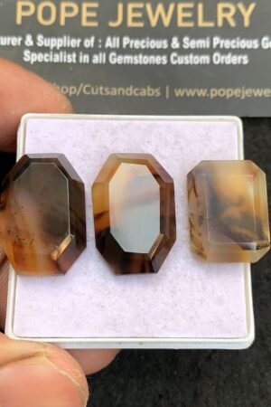 Natural Montana Agate Gemstone Step Cut Mix Shape Cabochon High Quality Loose Gemstones For Jewelry Making 18-21 MM Size 3 Pcs V4660