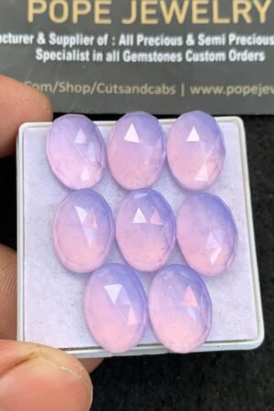 Natural Lavender Quartz Gemstone Rose Cut Oval Shape Cabochon High Quality Loose Gemstones For Jewelry Making 14x8 MM Size 8 Pcs V4662