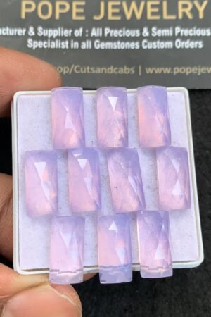 Natural Lavender Quartz Gemstone Rose Cut Rectangle Shape Cabochon High Quality Loose Gemstones For Jewelry Making 14x7 MM Size 10 Pcs V4663