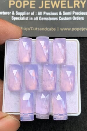 Natural Lavender Quartz Gemstone Rose Cut Rectangle Shape Cabochon High Quality Loose Gemstones For Jewelry Making 14x7 MM Size 10 Pcs V4664