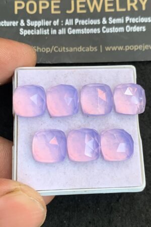 Natural Lavender Quartz Gemstone Rose Cut Cushion Shape Cabochon High Quality Loose Gemstones For Jewelry Making 10 MM Size 7 Pcs V4667