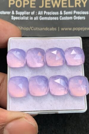 Natural Lavender Quartz Gemstone Rose Cut Cushion Shape Cabochon High Quality Loose Gemstones For Jewelry Making 10 MM Size 8 Pcs V4668