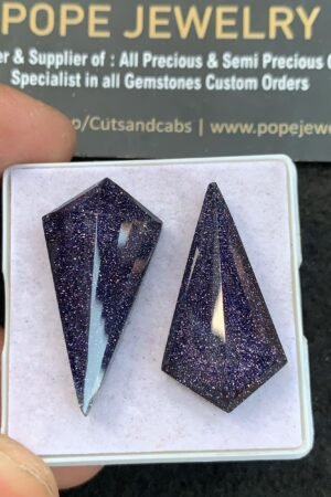 Blue Sandstone Doublet Gemstone Step Cut Fancy Shape Cabochon High Quality Loose Gemstones For Jewelry Making 30-32 MM Size 2 Pcs V4671