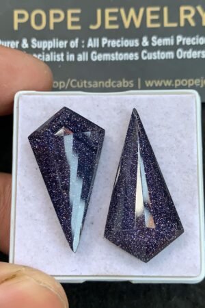 Blue Sandstone Doublet Gemstone Step Cut Fancy Shape Cabochon High Quality Loose Gemstones For Jewelry Making 30-32 MM Size 2 Pcs V4672