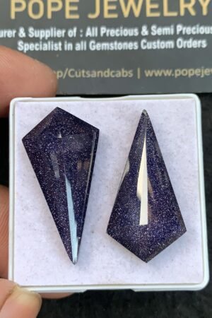 Blue Sandstone Doublet Gemstone Step Cut Fancy Shape Cabochon High Quality Loose Gemstones For Jewelry Making 31-33 MM Size 2 Pcs V4673