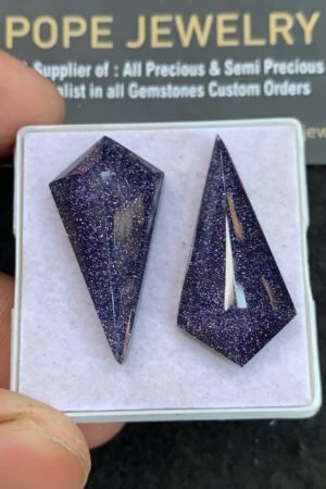 Blue Sandstone Doublet Gemstone Step Cut Fancy Shape Cabochon High Quality Loose Gemstones For Jewelry Making 31-32 MM Size 2 Pcs V4674