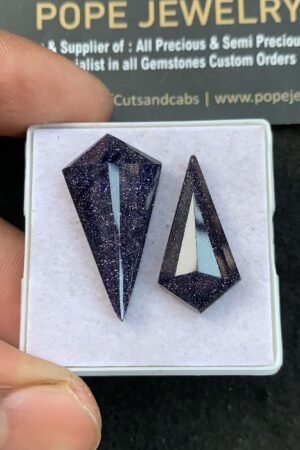 Blue Sandstone Doublet Gemstone Step Cut Fancy Shape Cabochon High Quality Loose Gemstones For Jewelry Making 25-30 MM Size 2 Pcs V4675