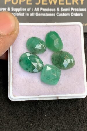 Natural Emerald Gemstone Rose Cut Fancy Shape Cabochon High Quality Loose Gemstones For Jewelry Making 10-13 MM Size 5 Pcs V4936