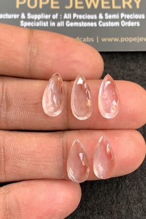 Natural Crystal Gemstone Rose Cut Pear Shape Cabochon High Quality Loose Gemstones For Jewelry Making 15x7 MM Size 5 Pcs V4941