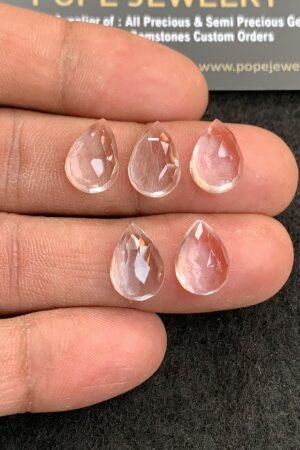 Natural Crystal Gemstone Rose Cut Pear Shape Cabochon High Quality Loose Gemstones For Jewelry Making 13x9 MM Size 5 Pcs V4943