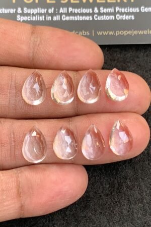 Natural Crystal Gemstone Rose Cut Pear Shape Cabochon High Quality Loose Gemstones For Jewelry Making 12x8 MM Size 8 Pcs V4945