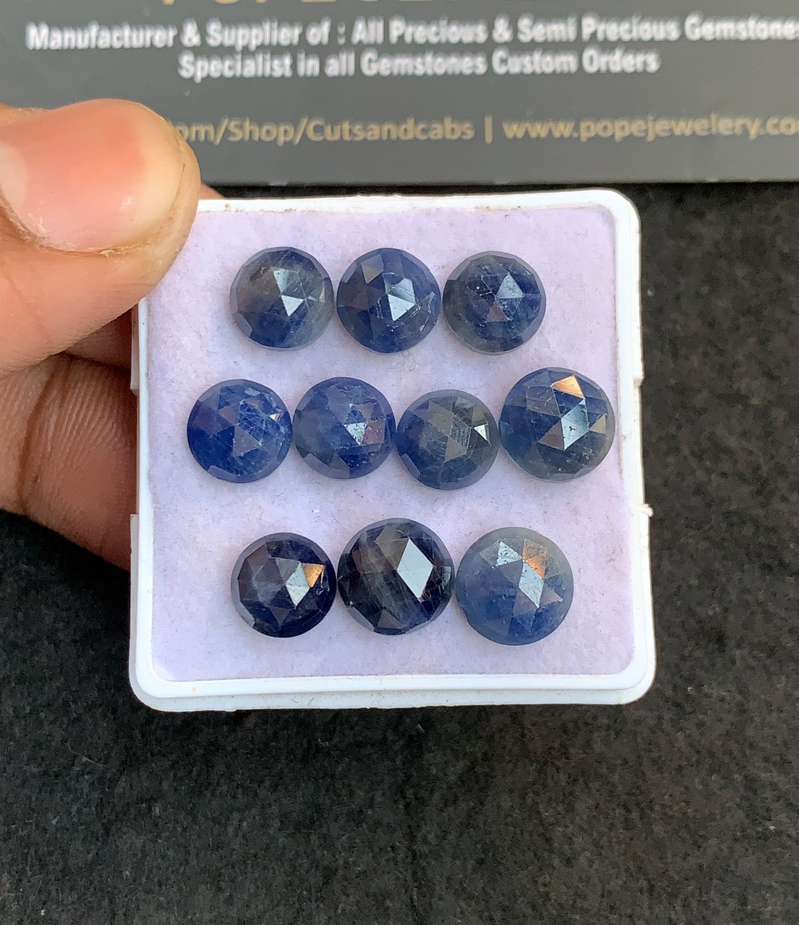 Natural Blue Sapphire Gemstone Rose Cut Round Shape Cabochon High Quality Loose Gemstones For Jewelry Making 8-9 MM Size 10 Pcs V4756