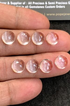 Natural Crystal Gemstone Rose Cut Round Shape Cabochon High Quality Loose Gemstones For Jewelry Making 9 MM Size 8 Pcs V4950