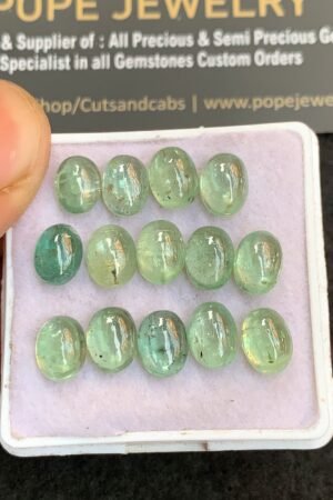 Natural Emerald Green Kyanite Gemstone Smooth Oval Shape Cabochon High Quality Loose Gemstone Wholesale Gems 8x6 MM Size 14 Pcs V4772