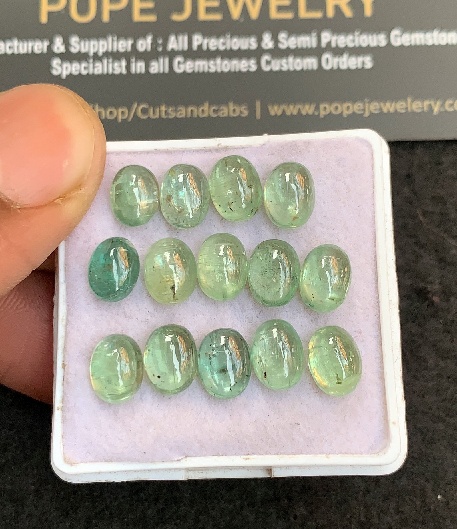 Natural Emerald Green Kyanite Gemstone Smooth Oval Shape Cabochon High Quality Loose Gemstone Wholesale Gems 8x6 MM Size 14 Pcs V4772