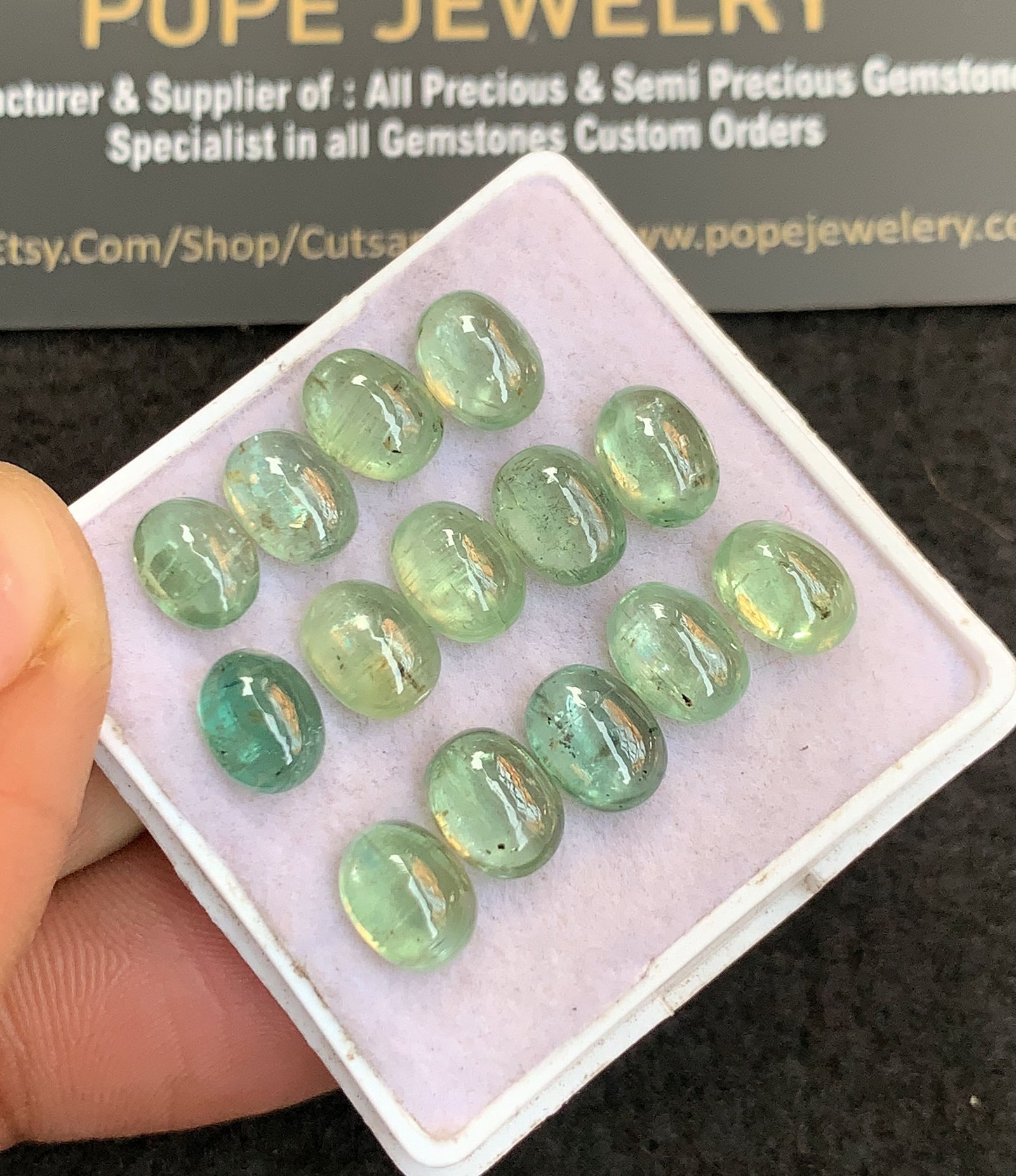 Natural Emerald Green Kyanite Gemstone Smooth Oval Shape Cabochon High Quality Loose Gemstone Wholesale Gems 8x6 MM Size 14 Pcs V4772 - Image 2