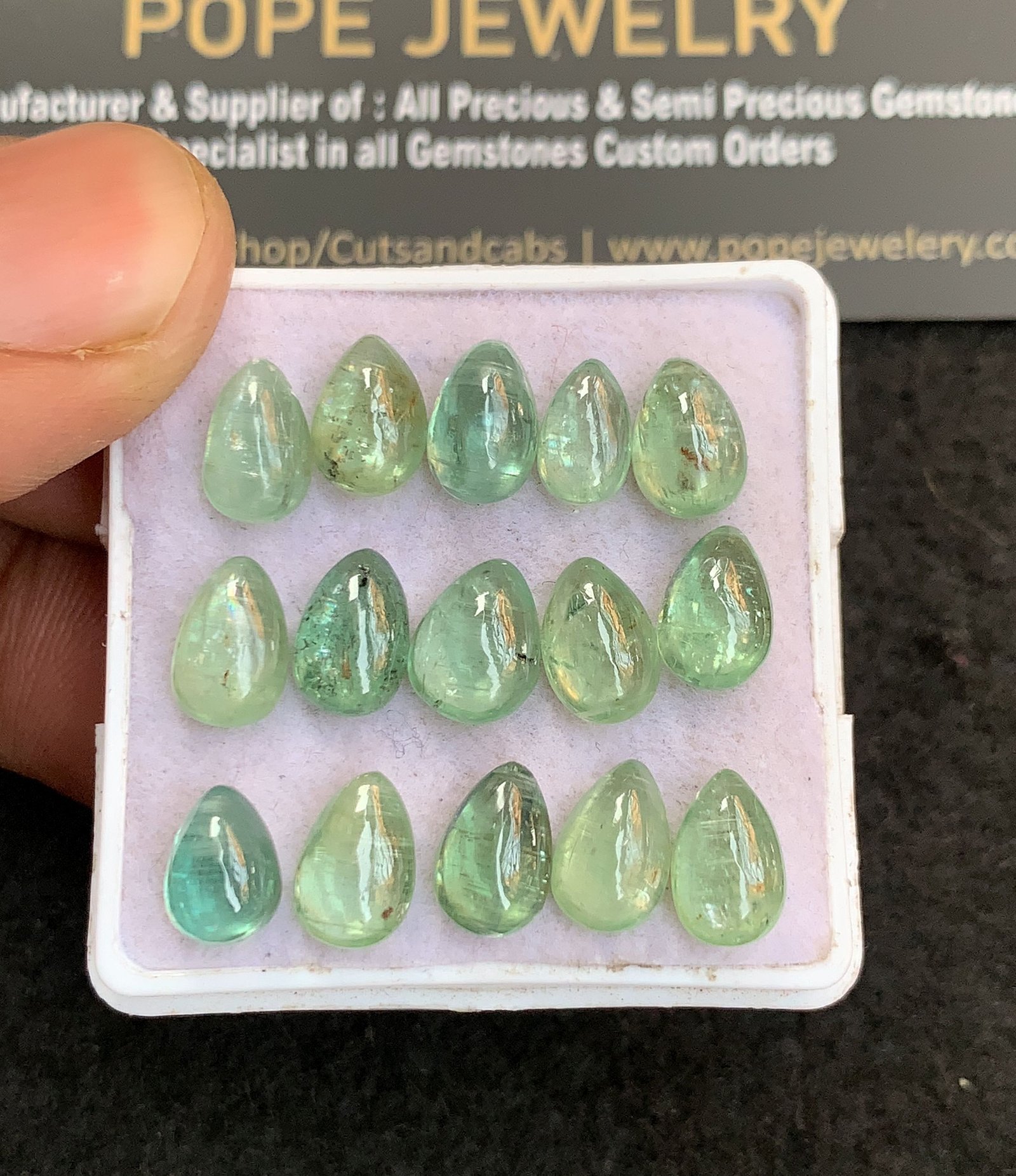 Natural Emerald Green Kyanite Gemstone Smooth Pear Shape Cabochon High Quality Loose Gemstone For Jewelry Making Wholesalegems 8-9 MM Size 15 Pcs V4773