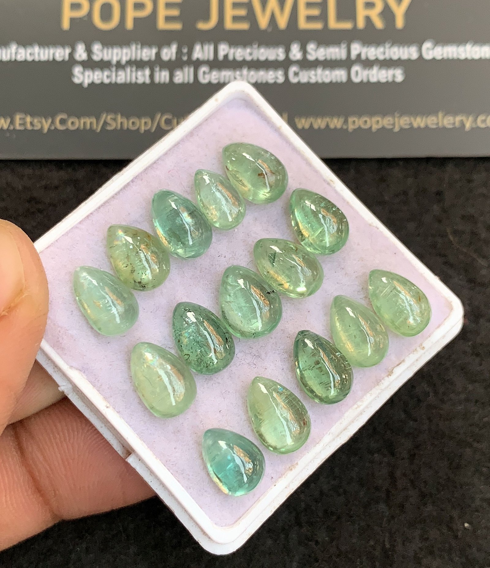 Natural Emerald Green Kyanite Gemstone Smooth Pear Shape Cabochon High Quality Loose Gemstone For Jewelry Making Wholesalegems 8-9 MM Size 15 Pcs V4773 - Image 2