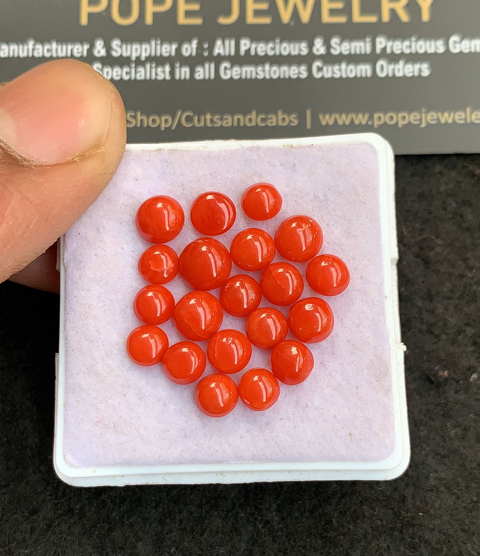 Natural Red Coral Gemstone Smooth Round Shape Cabochon High Quality Loose Gemstones For Jewelry Making 5-6 MM Size 20 Pcs V4782