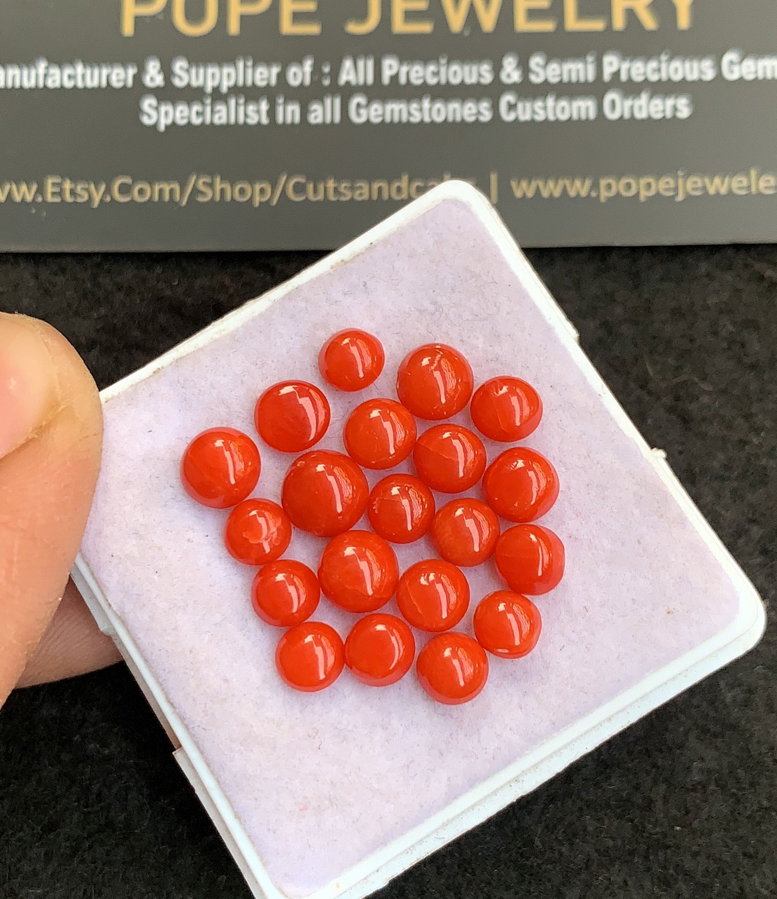 Natural Red Coral Gemstone Smooth Round Shape Cabochon High Quality Loose Gemstones For Jewelry Making 5-6 MM Size 20 Pcs V4782 - Image 2