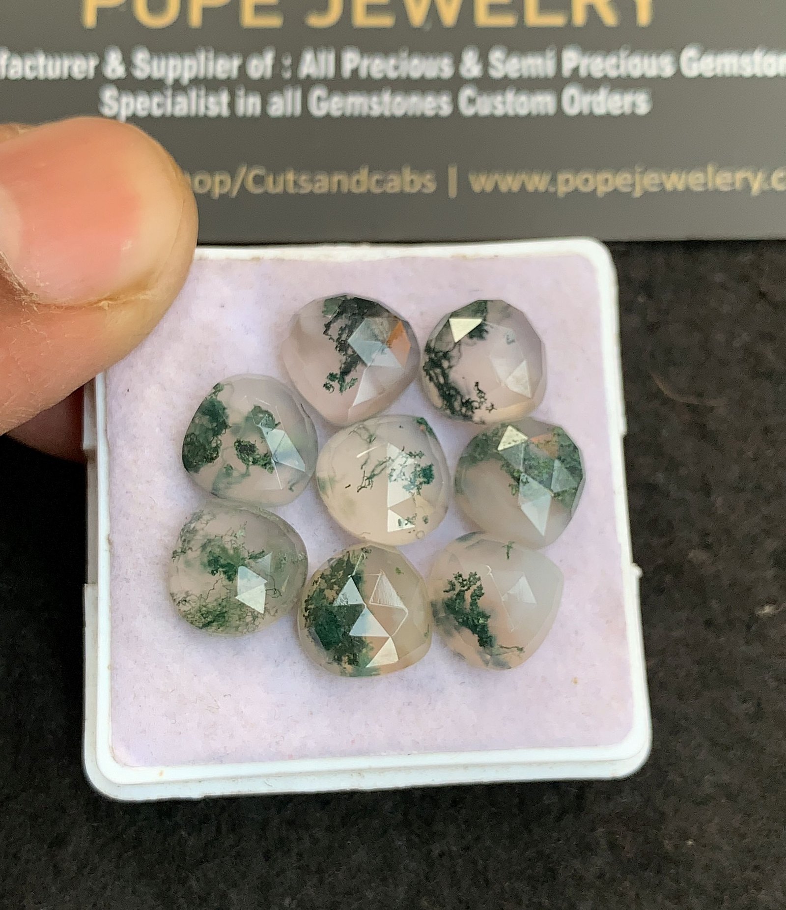 Natural Moss Agate Gemstone Rose Cut Heart Shape Cabochon High Quality Loose Gemstones For Jewelry Making 10 MM Size 8 Pcs V4788