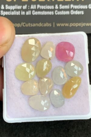 Natural Multi Sapphire Gemstone Rose Cut Fancy Shape Cabochon High Quality Loose Gemstones For Jewelry Making 8-12 MM Size 12 Pcs V4791