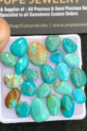 Natural Arizona Turquoise Gemstone Smooth Fancy Shape Cabochon High Quality Loose Gemstones For Jewelry Making 7-12 MM Size 22 Pcs V4792