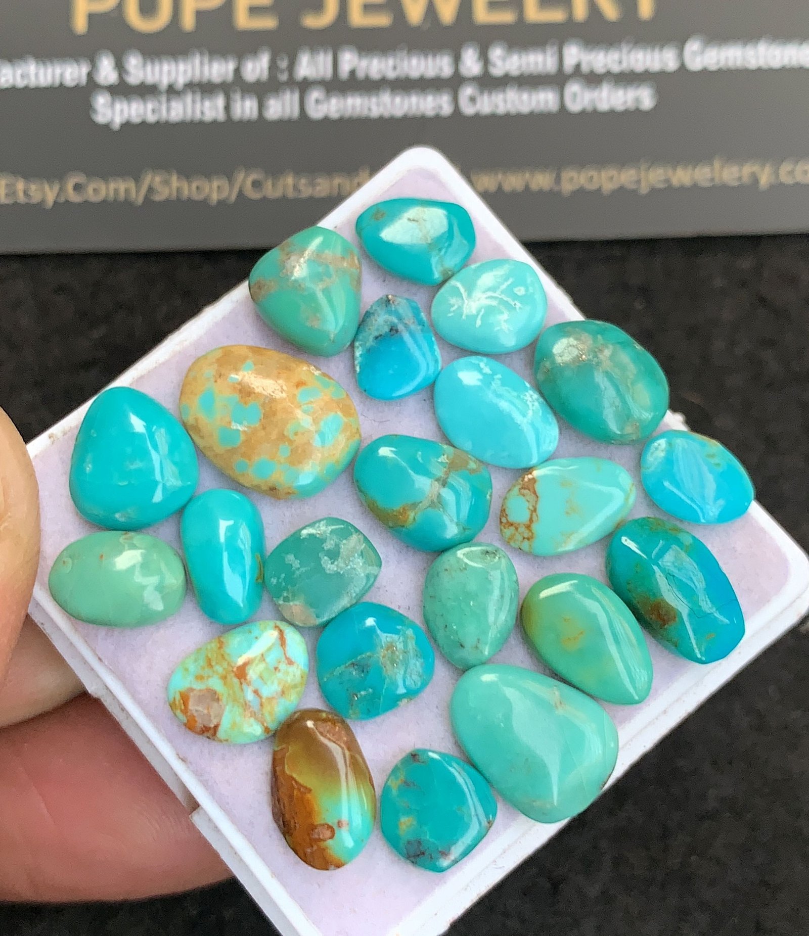 Natural Arizona Turquoise Gemstone Smooth Fancy Shape Cabochon High Quality Loose Gemstones For Jewelry Making 7-12 MM Size 22 Pcs V4792 - Image 2