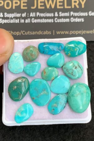 Natural Arizona Turquoise Gemstone Smooth Fancy Shape Cabochon High Quality Loose Gemstones For Jewelry Making 8-14 MM Size 14 Pcs V4793
