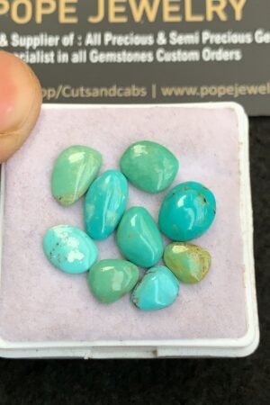 Natural Arizona Turquoise Gemstone Smooth Fancy Shape Cabochon High Quality Loose Gemstones For Jewelry Making 7-11 MM Size 9 Pcs V4794