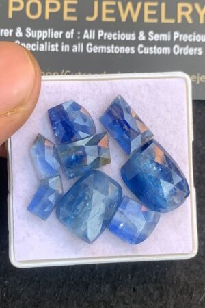 Natural Blue Kyanite Gemstone Rose Cut Mix Shape Cabochon High Quality Loose Gemstones For Jewelry Making 10-15 MM Size 8 Pcs V4809