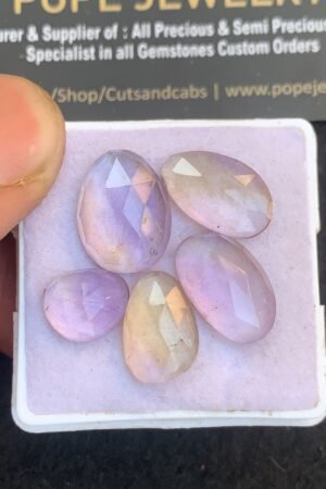 Natural Ametrine Gemstone Rose Cut Fancy Shape Cabochon High Quality Loose Gemstones For Jewelry Making 11-16 MM Size 5 Pcs V4820