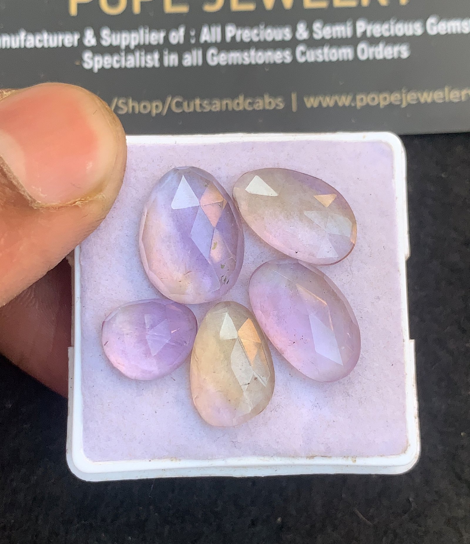 Natural Ametrine Gemstone Rose Cut Fancy Shape Cabochon High Quality Loose Gemstones For Jewelry Making 11-16 MM Size 5 Pcs V4820
