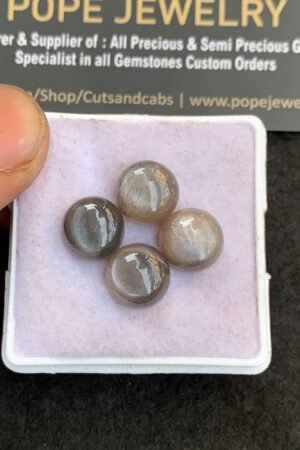 Natural Gray Moonstone Gemstone Smooth Round Shape Cabochon High Quality Loose Gemstones For Jewelry Making 10 MM Size 4 Pcs V4842