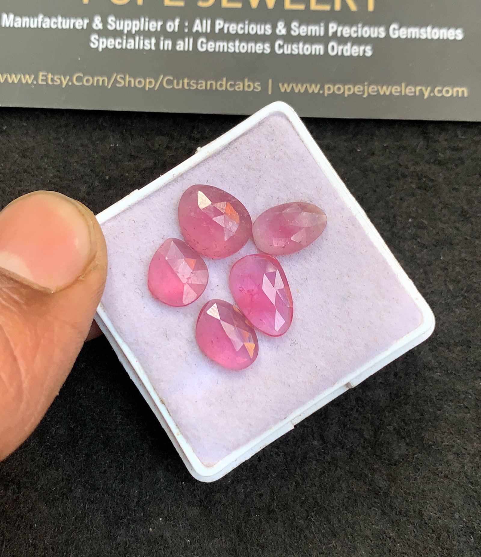 Natural Thailand Pink Sapphire Gemstone Rose Cut Fancy Shape Cabochon High Quality Loose Gemstones For Jewelry Making 10-12 MM Size 5 Pcs V4844 - Image 2
