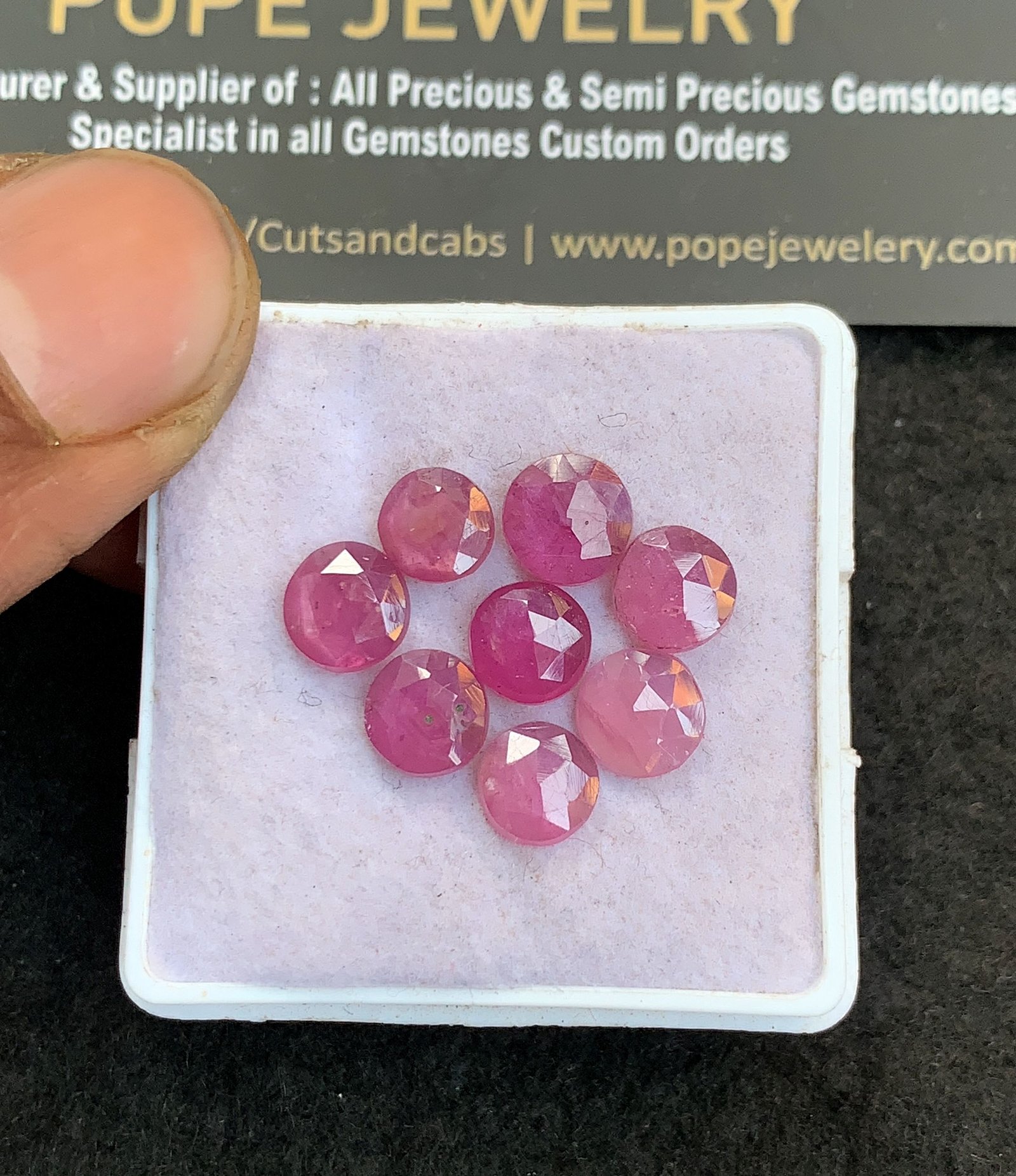 Natural Thailand Pink Sapphire Gemstone Rose Cut Round Shape Cabochon High Quality Loose Gemstones For Jewelry Making 6-7 MM Size 8 Pcs V4848
