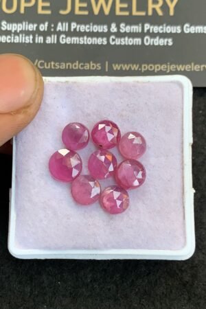 Natural Thailand Pink Sapphire Gemstone Rose Cut Round Shape Cabochon High Quality Loose Gemstones For Jewelry Making 6-7 MM Size 8 Pcs V4849