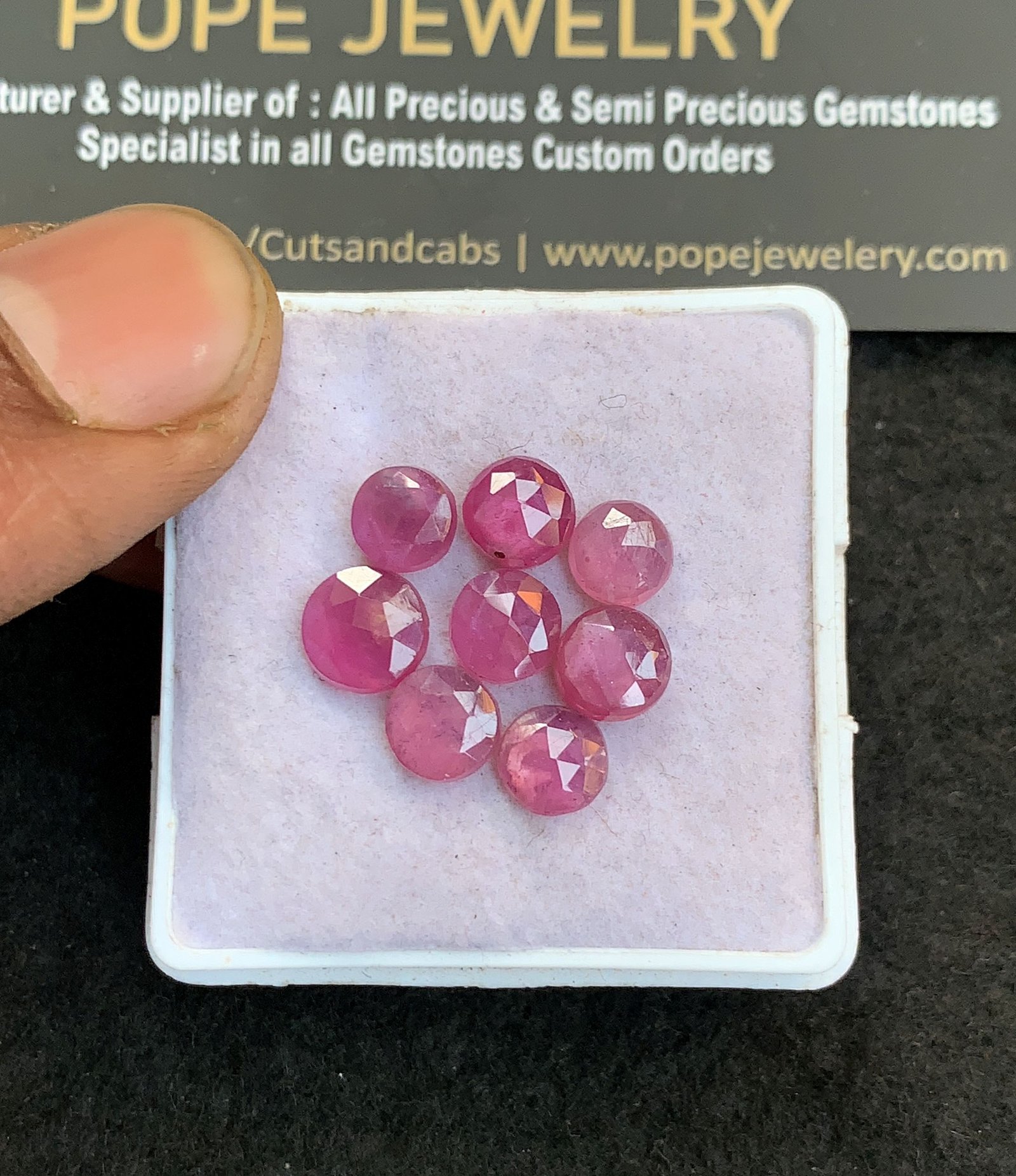 Natural Thailand Pink Sapphire Gemstone Rose Cut Round Shape Cabochon High Quality Loose Gemstones For Jewelry Making 6-7 MM Size 8 Pcs V4849