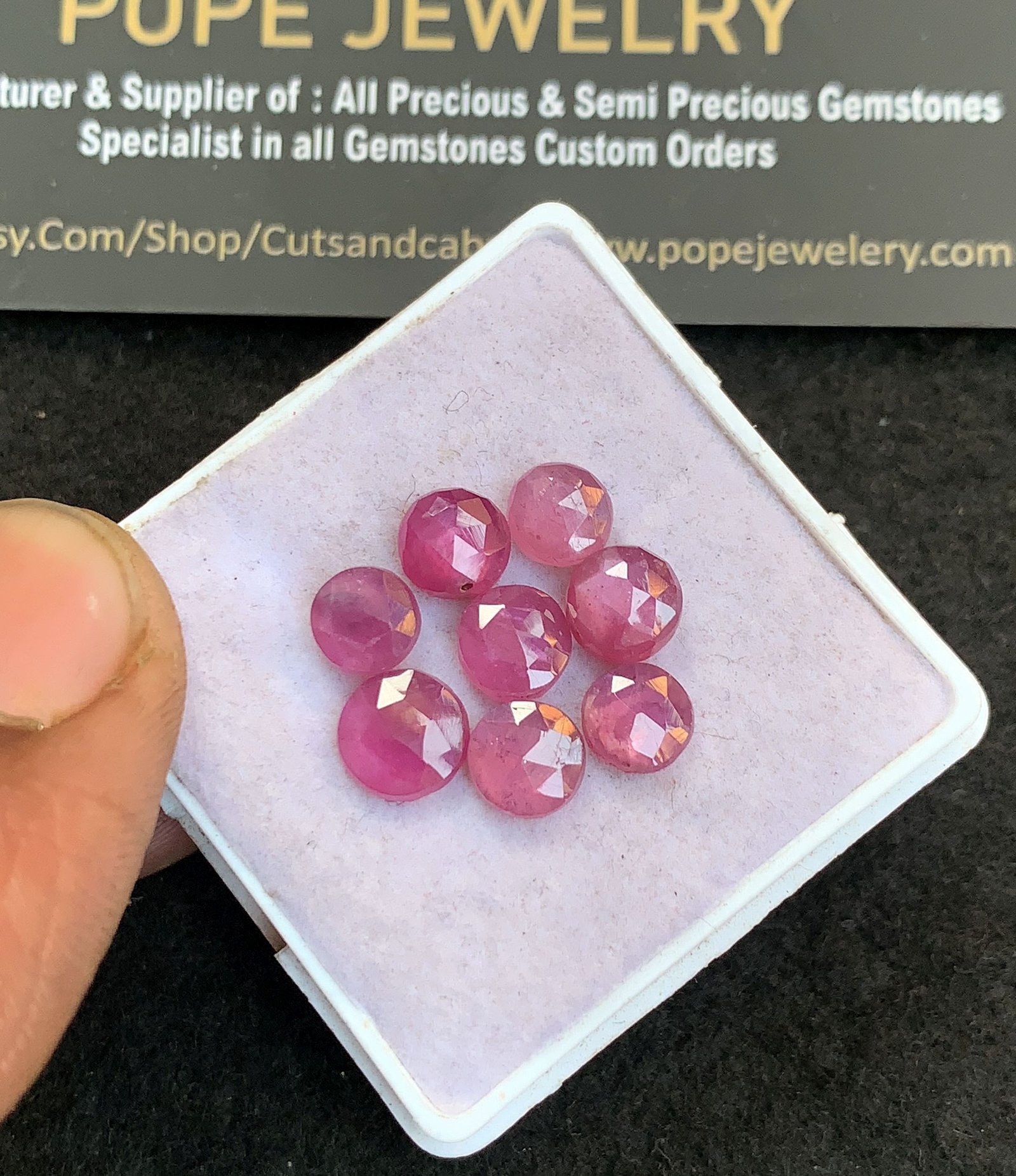 Natural Thailand Pink Sapphire Gemstone Rose Cut Round Shape Cabochon High Quality Loose Gemstones For Jewelry Making 6-7 MM Size 8 Pcs V4849 - Image 2